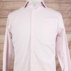 Pronto Uomo Dress Shirt Mens 16 34/35 Pink Check Non Iron Modern Fit Long Sleeve